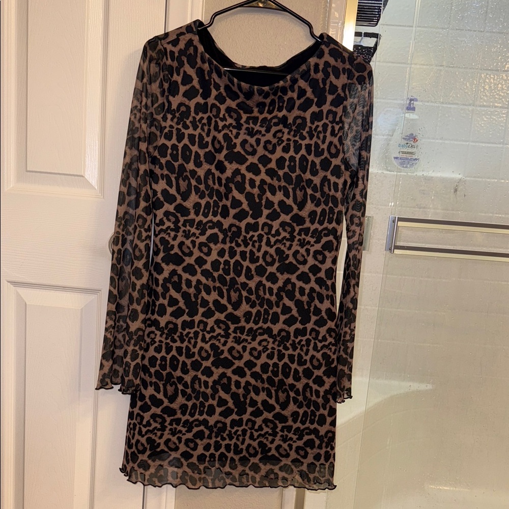 Leopard Print Sheer Dress